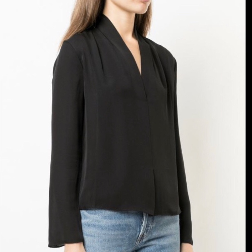 Vince Drape Neck 100% Silk Blouse Black Size 4